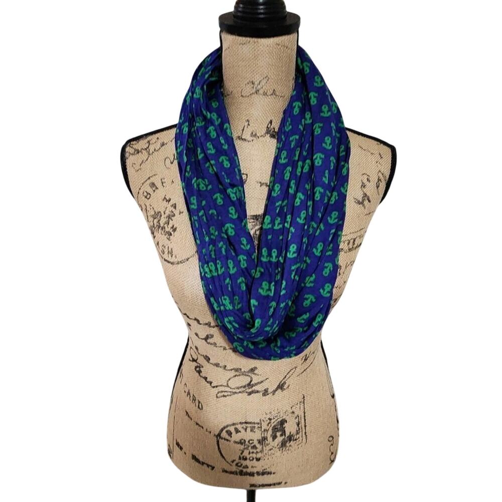 Sperry green and navy nautical anchor infinity scarf new!